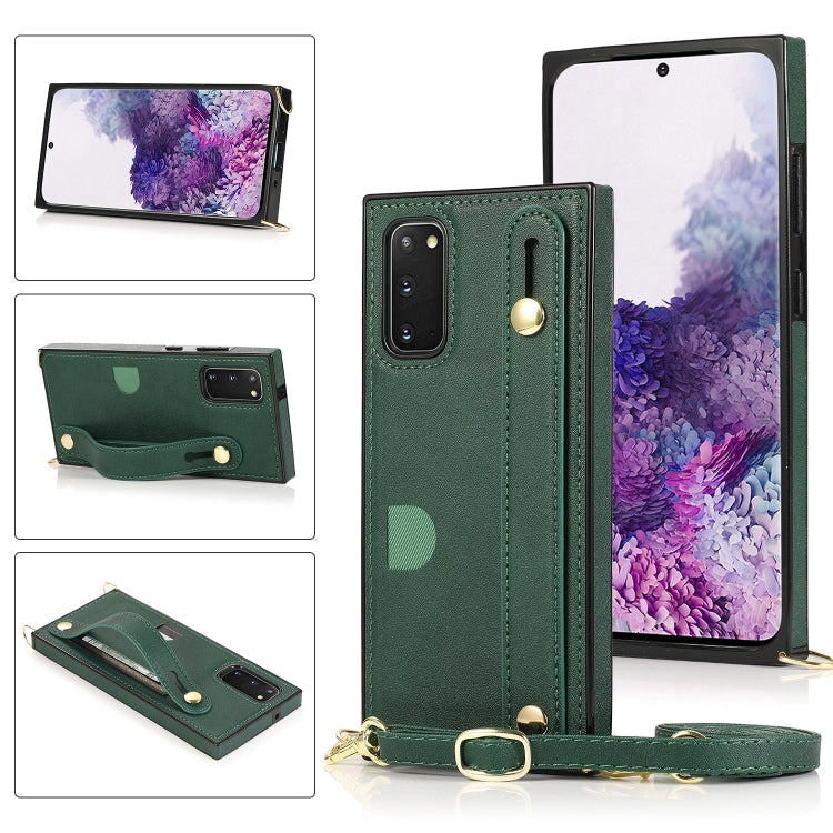 Custodia protettiva antiurto PU + TPU con cinturino da polso con cordino a tracolla e supporto e slot per schede, For Samsung Galaxy S10 Plus, For Samsung Galaxy S20, For Samsung Galaxy S20 Plus, For Samsung Galaxy S20 Ultra