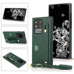 Custodia protettiva antiurto PU + TPU con cinturino da polso con cordino a tracolla e supporto e slot per schede, For Samsung Galaxy S10 Plus, For Samsung Galaxy S20, For Samsung Galaxy S20 Plus, For Samsung Galaxy S20 Ultra