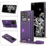 Custodia protettiva antiurto PU + TPU con cinturino da polso con cordino a tracolla e supporto e slot per schede, For Samsung Galaxy S10 Plus, For Samsung Galaxy S20, For Samsung Galaxy S20 Plus, For Samsung Galaxy S20 Ultra