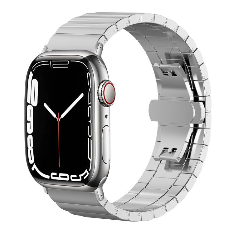Cinturino per orologio xDfind in acciaio inossidabile massiccio con una sola perlina in bambù., For Apple Watch 42 / 44 / 45 / 46 / 49mm 22mm, For Apple Watch 38 / 40 / 41 / S10 42mm 20mm