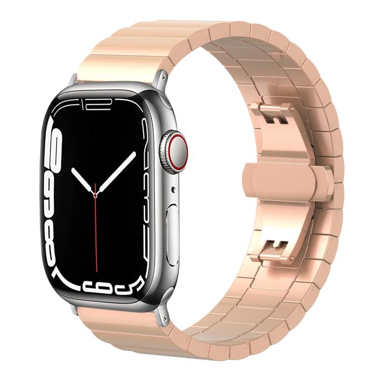 Cinturino per orologio xDfind in acciaio inossidabile massiccio con una sola perlina in bambù., For Apple Watch 42 / 44 / 45 / 46 / 49mm 22mm, For Apple Watch 38 / 40 / 41 / S10 42mm 20mm