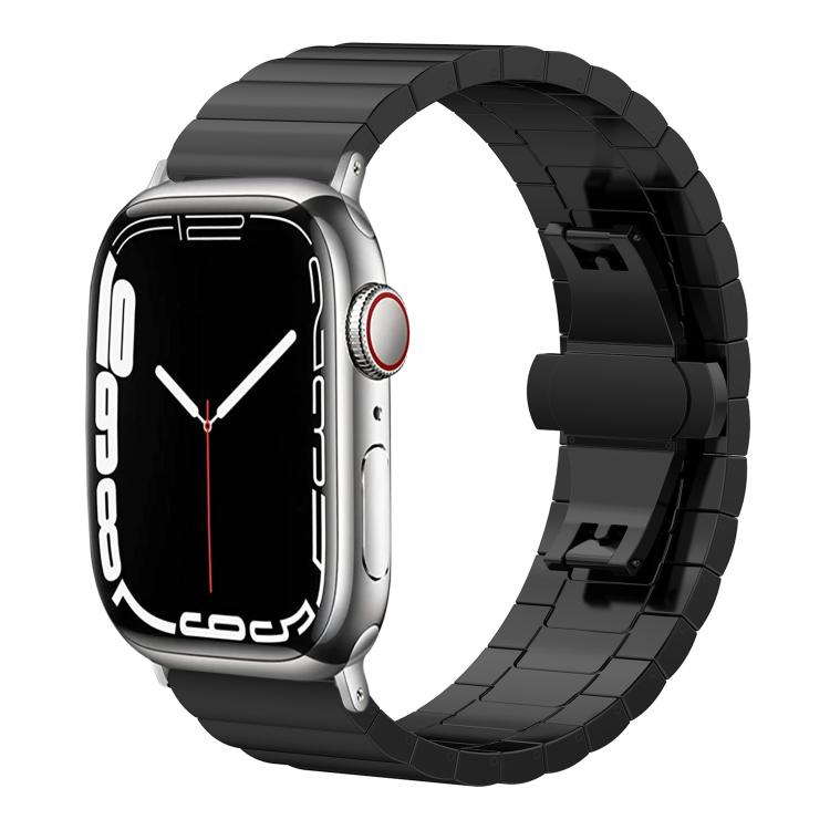 Cinturino per orologio xDfind in acciaio inossidabile massiccio con una sola perlina in bambù., For Apple Watch 42 / 44 / 45 / 46 / 49mm 22mm, For Apple Watch 38 / 40 / 41 / S10 42mm 20mm