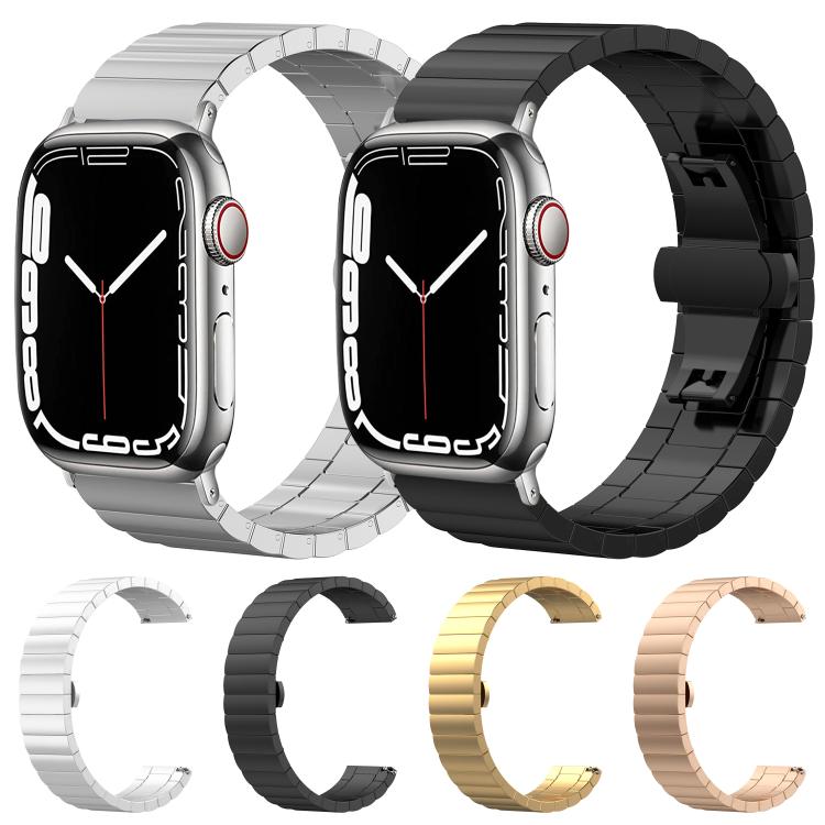 Cinturino per orologio xDfind in acciaio inossidabile massiccio con una sola perlina in bambù., For Apple Watch 42 / 44 / 45 / 46 / 49mm 22mm, For Apple Watch 38 / 40 / 41 / S10 42mm 20mm