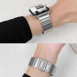Cinturino per orologio xDfind in acciaio inossidabile massiccio con una sola perlina in bambù., For Apple Watch 42 / 44 / 45 / 46 / 49mm 22mm, For Apple Watch 38 / 40 / 41 / S10 42mm 20mm