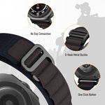 Cinturino per orologio xDfind in nylon nero con fibbia ad anello, For Samsung Galaxy Watch Ultra 47mm / Ultra 2025, For Samsung Galaxy Watch8 / 8 Classic