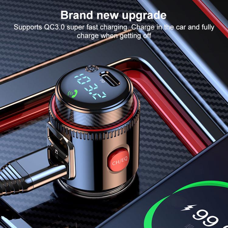 Trasmettitore FM per auto T23 con lettore Bluetooth e ricarica rapida., T23