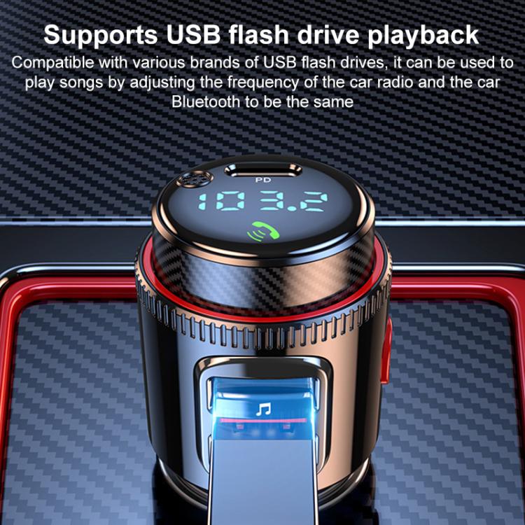 Trasmettitore FM per auto T23 con lettore Bluetooth e ricarica rapida., T23