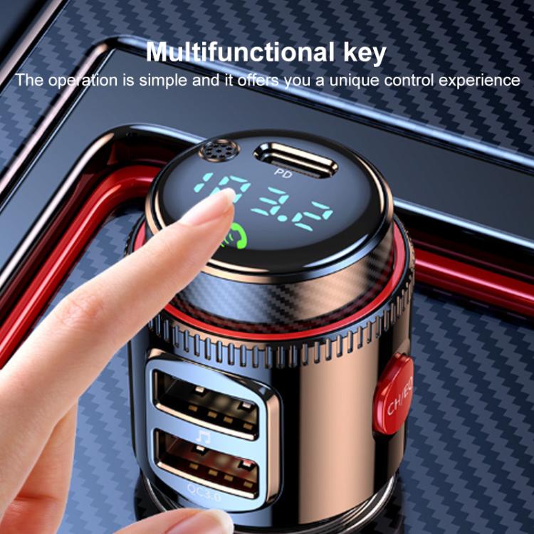 Trasmettitore FM per auto T23 con lettore Bluetooth e ricarica rapida., T23