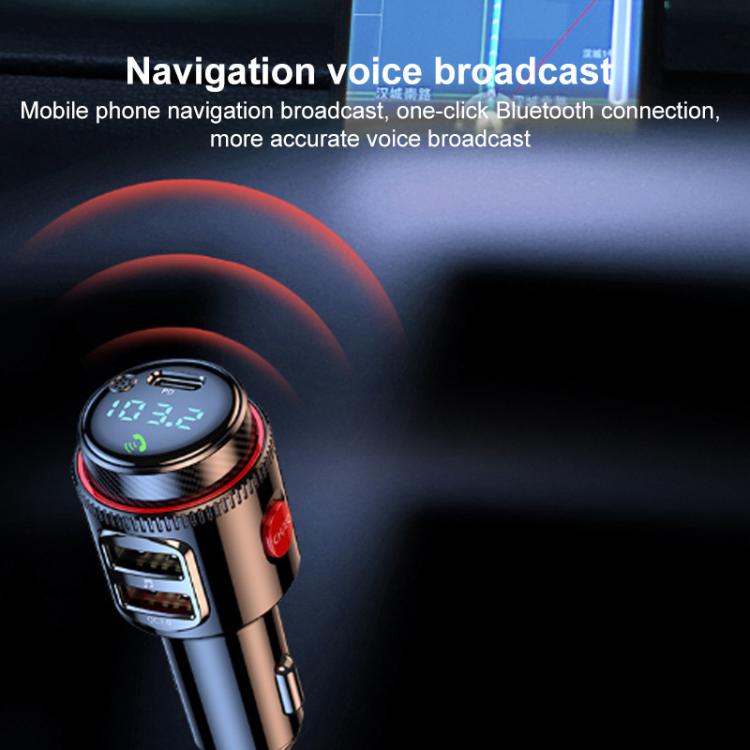 Trasmettitore FM per auto T23 con lettore Bluetooth e ricarica rapida., T23
