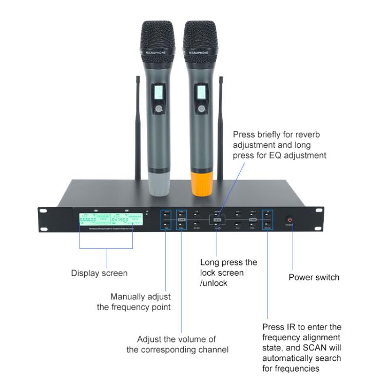 Microfono wireless karaoke AI-101 con 7 bande EQ