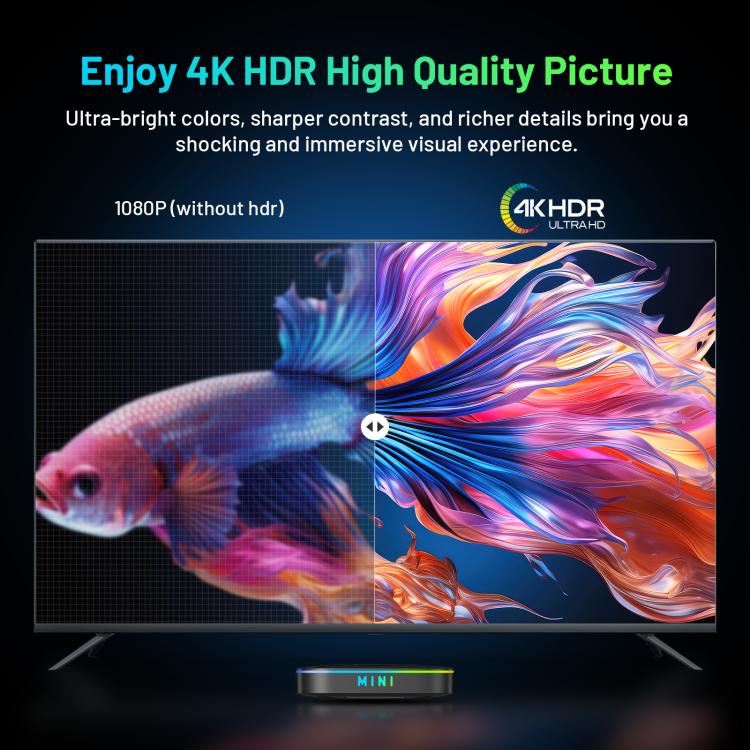 HK1 K8MINI Smart TV Box Android 14 4K UHD 2GB RAM