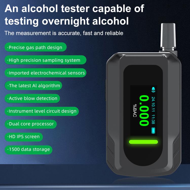 D2000 Tester portatile di precisione per il contenuto di alcol con schermo HD IPS, a soffiaggio., D2000