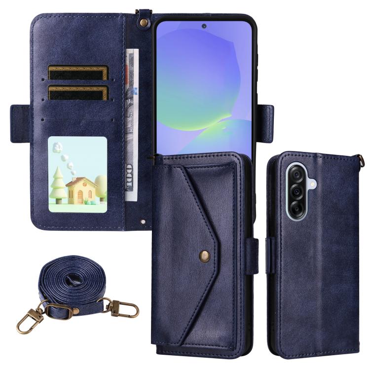 Custodia per telefono a tracolla in pelle di vacchetta con scomparti multipli per carte., For Samsung Galaxy A06 5G / 4G, For Samsung Galaxy A56 5G, For Samsung Galaxy A16 5G / 4G / A26 5G, For Samsung Galaxy A36 5G