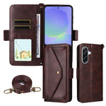 Custodia per telefono a tracolla in pelle di vacchetta con scomparti multipli per carte., For Samsung Galaxy A06 5G / 4G, For Samsung Galaxy A56 5G, For Samsung Galaxy A16 5G / 4G / A26 5G, For Samsung Galaxy A36 5G
