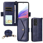 Custodia per telefono a tracolla in pelle di vacchetta con scomparti multipli per carte., For Samsung Galaxy S25 5G, For Samsung Galaxy A53 5G
