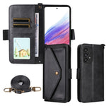 Custodia per telefono a tracolla in pelle di vacchetta con scomparti multipli per carte., For Samsung Galaxy S25 5G, For Samsung Galaxy A53 5G