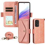 Custodia per telefono a tracolla in pelle di vacchetta con scomparti multipli per carte., For Samsung Galaxy S25 5G, For Samsung Galaxy A53 5G