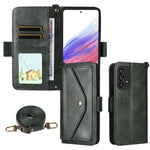 Custodia per telefono a tracolla in pelle di vacchetta con scomparti multipli per carte., For Samsung Galaxy S25 5G, For Samsung Galaxy A53 5G