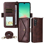 Custodia per telefono a tracolla in pelle di vacchetta con scomparti multipli per carte., For Samsung Galaxy A06 5G / 4G, For Samsung Galaxy A56 5G, For Samsung Galaxy A16 5G / 4G / A26 5G, For Samsung Galaxy A36 5G