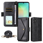 Custodia per telefono a tracolla in pelle di vacchetta con scomparti multipli per carte., For Samsung Galaxy A06 5G / 4G, For Samsung Galaxy A56 5G, For Samsung Galaxy A16 5G / 4G / A26 5G, For Samsung Galaxy A36 5G