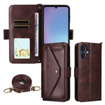 Custodia per telefono a tracolla in pelle di vacchetta con scomparti multipli per carte., For Galaxy A57 5G, For Samsung Galaxy A25e / A25 5G SC-53F, For Samsung Galaxy S25 FE 5G, For Samsung Galaxy A07 4G