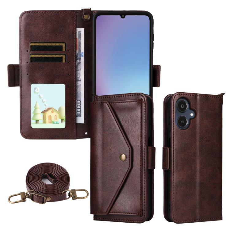 Custodia per telefono a tracolla in pelle di vacchetta con scomparti multipli per carte., For Galaxy A57 5G, For Samsung Galaxy A25e / A25 5G SC-53F, For Samsung Galaxy S25 FE 5G, For Samsung Galaxy A07 4G