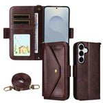 Custodia per telefono a tracolla in pelle di vacchetta con scomparti multipli per carte., For Samsung Galaxy S25 5G, For Samsung Galaxy A53 5G
