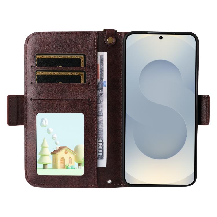 Custodia per telefono a tracolla in pelle di vacchetta con scomparti multipli per carte., For Samsung Galaxy S25 5G, For Samsung Galaxy A53 5G