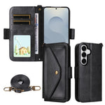 Custodia per telefono a tracolla in pelle di vacchetta con scomparti multipli per carte., For Samsung Galaxy S25 5G, For Samsung Galaxy A53 5G