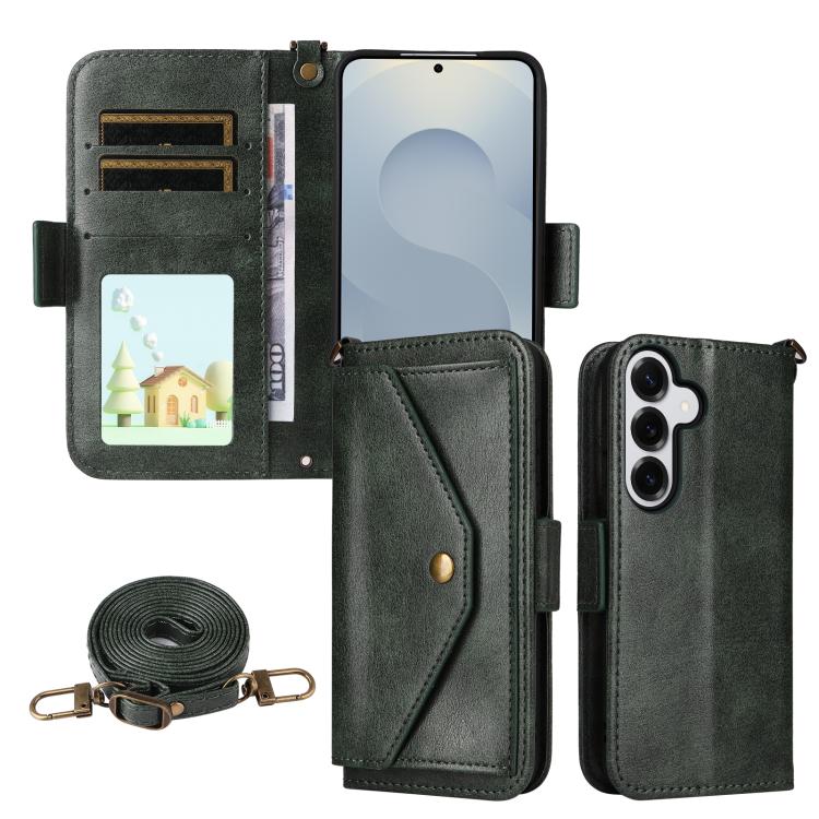 Custodia per telefono a tracolla in pelle di vacchetta con scomparti multipli per carte., For Samsung Galaxy S25 5G, For Samsung Galaxy A53 5G