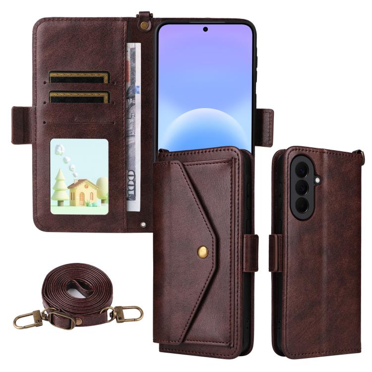 Custodia per telefono a tracolla in pelle di vacchetta con scomparti multipli per carte., For Galaxy A57 5G, For Samsung Galaxy A25e / A25 5G SC-53F, For Samsung Galaxy S25 FE 5G, For Samsung Galaxy A07 4G