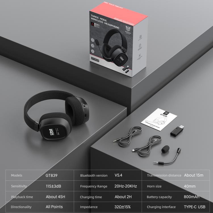 ONIKUMA GT839 Bluetooth 5.4 2.4G Wired E-sports Game Headset