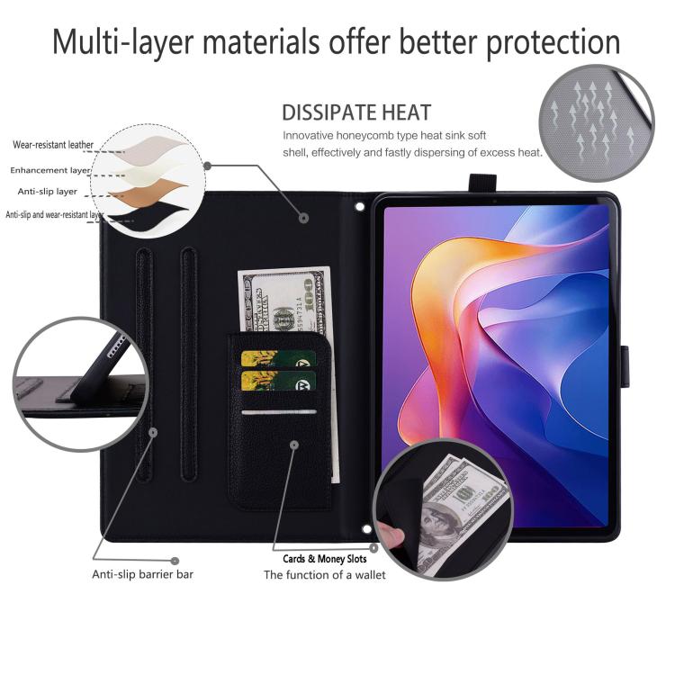 Custodia per tablet in pelle effetto pelle di gatto con motivo litchi, For Galaxy Tab S10 FE+ / S11