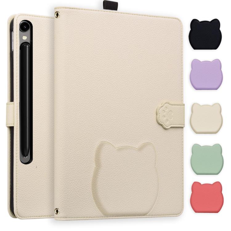 Custodia per tablet in pelle effetto pelle di gatto con motivo litchi, For Galaxy Tab S10 FE+ / S11
