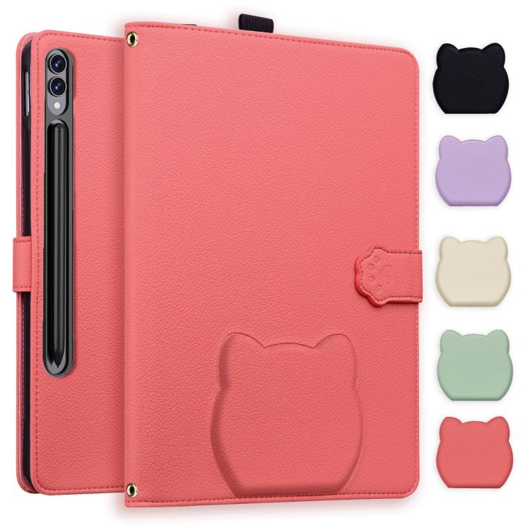 Custodia per tablet in pelle effetto pelle di gatto con motivo litchi, For Galaxy Tab S12+, For Galaxy Tab S12 Utra /S11 Ultra /S10 Ultra, For Galaxy Tab A11+ / A9+, For Galaxy Tab A11 / A9