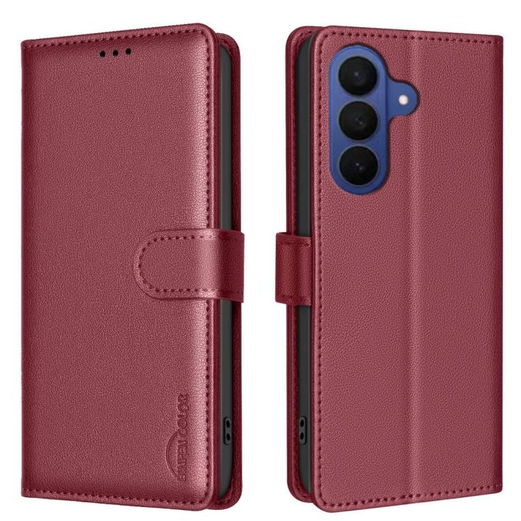 Custodia per telefono in pelle con texture litchi e protezione RFID antifurto., For Galaxy S26 FE 5G, For Samsung Galaxy S26 Ultra 5G, For Samsung Galaxy S26 5G, For Samsung Galaxy S25 FE 5G