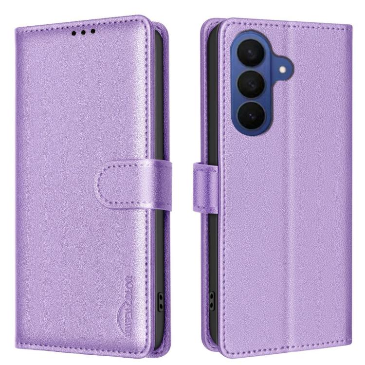 Custodia per telefono in pelle con texture litchi e protezione RFID antifurto., For Galaxy S26 FE 5G, For Samsung Galaxy S26 Ultra 5G, For Samsung Galaxy S26 5G, For Samsung Galaxy S25 FE 5G