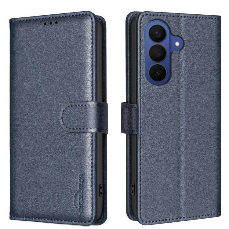 Custodia per telefono in pelle con texture litchi e protezione RFID antifurto., For Galaxy S26 FE 5G, For Samsung Galaxy S26 Ultra 5G, For Samsung Galaxy S26 5G, For Samsung Galaxy S25 FE 5G