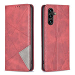 Custodia per telefono in pelle magnetica con texture a rombi, For Galaxy S26 FE 5G, For Samsung Galaxy S26 Ultra 5G, For Samsung Galaxy S26 5G, For Samsung Galaxy S25 FE 5G