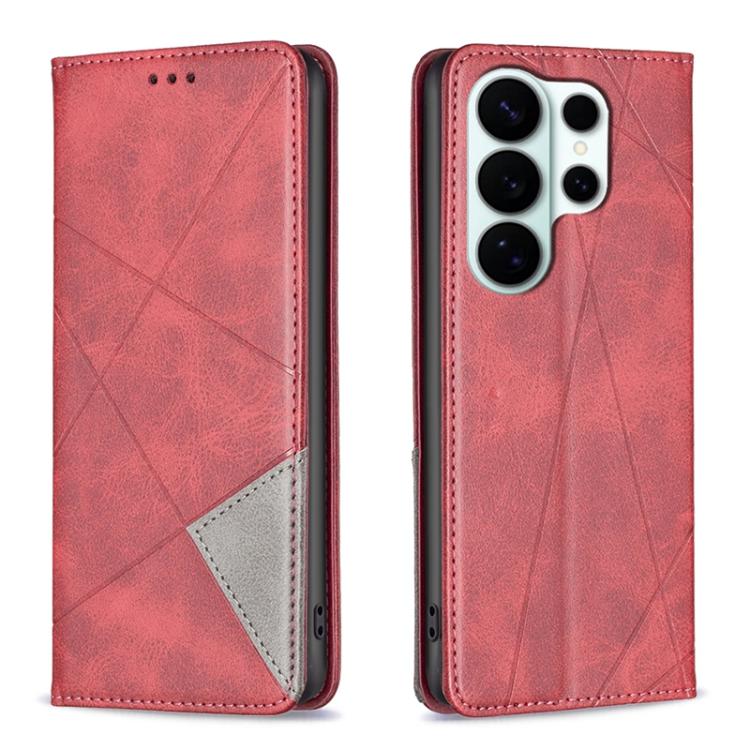 Custodia per telefono in pelle magnetica con texture a rombi, For Galaxy S26 FE 5G, For Samsung Galaxy S26 Ultra 5G, For Samsung Galaxy S26 5G, For Samsung Galaxy S25 FE 5G