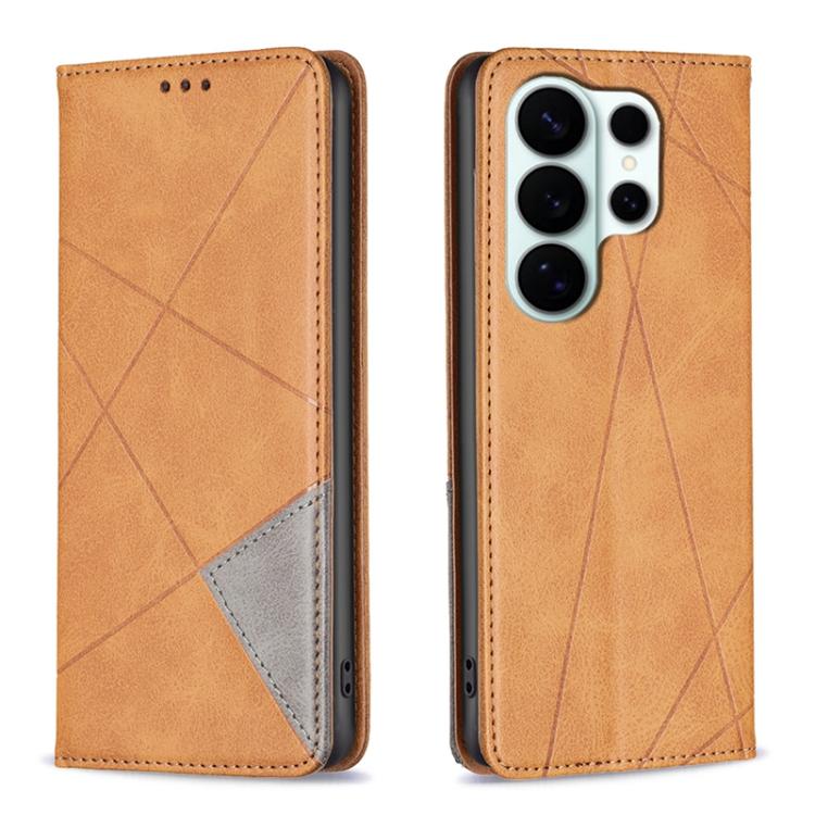 Custodia per telefono in pelle magnetica con texture a rombi, For Galaxy S26 FE 5G, For Samsung Galaxy S26 Ultra 5G, For Samsung Galaxy S26 5G, For Samsung Galaxy S25 FE 5G