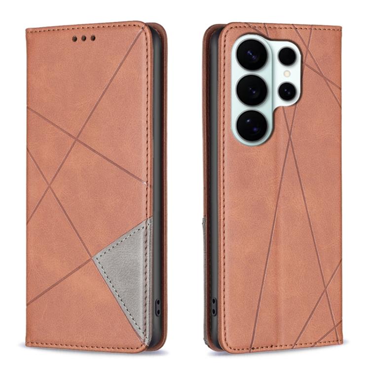 Custodia per telefono in pelle magnetica con texture a rombi, For Galaxy S26 FE 5G, For Samsung Galaxy S26 Ultra 5G, For Samsung Galaxy S26 5G, For Samsung Galaxy S25 FE 5G