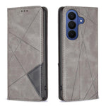 Custodia per telefono in pelle magnetica con texture a rombi, For Galaxy S26 FE 5G, For Samsung Galaxy S26 Ultra 5G, For Samsung Galaxy S26 5G, For Samsung Galaxy S25 FE 5G