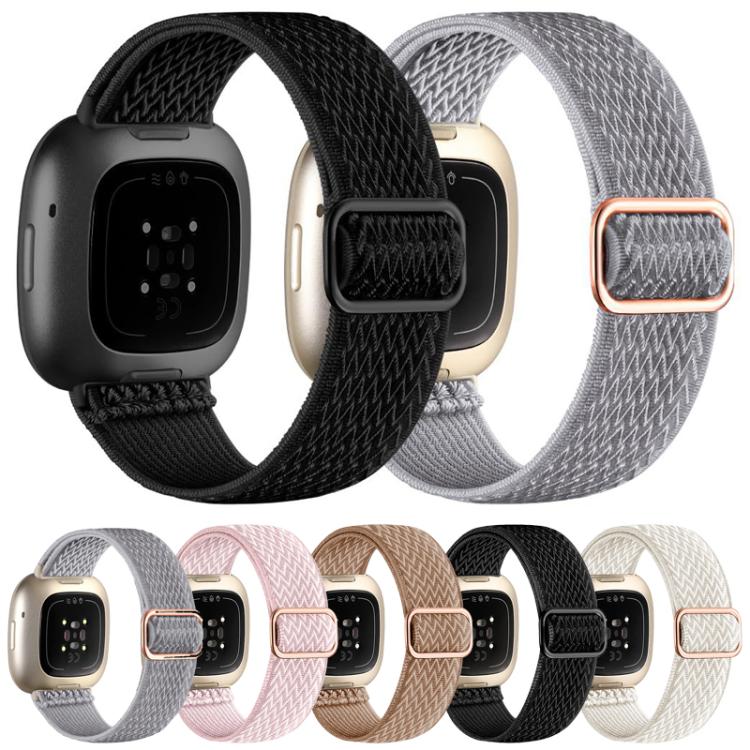 Cinturino per orologio xDfind in nylon intrecciato ondulato ed elastico con fibbia di regolazione., For Fitbit Versa 4 / 3 / Sense2 / 1