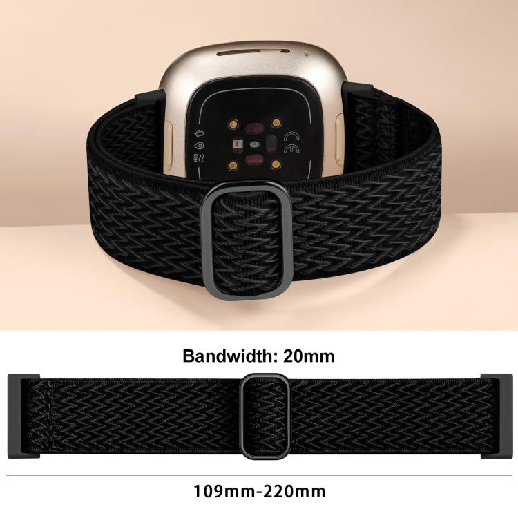 Cinturino per orologio xDfind in nylon intrecciato ondulato ed elastico con fibbia di regolazione., For Fitbit Versa 4 / 3 / Sense2 / 1
