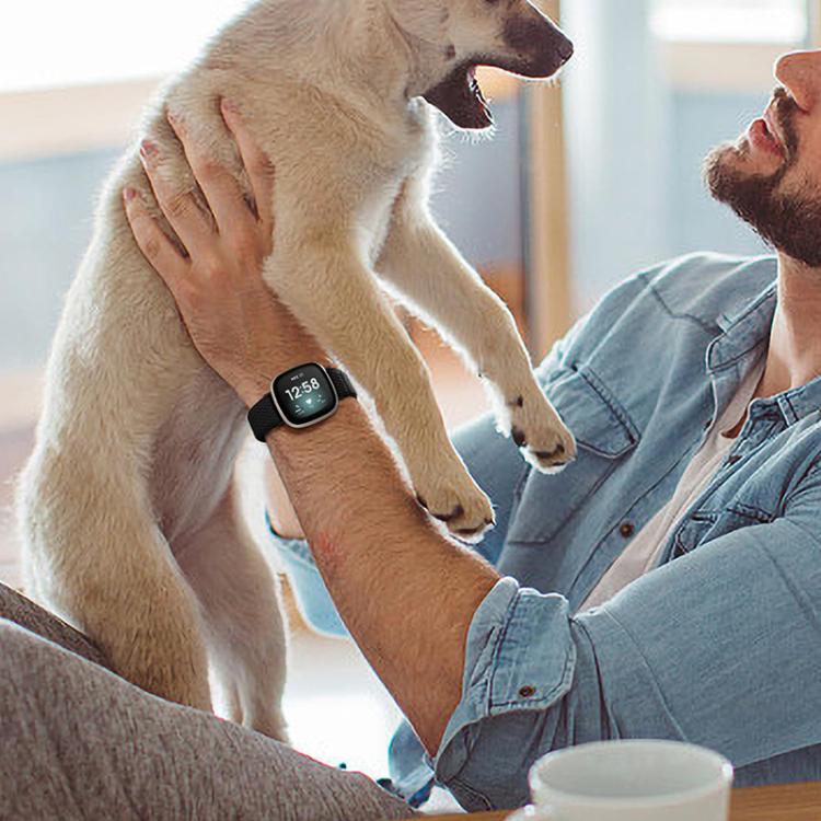 Cinturino per orologio xDfind in nylon intrecciato ondulato ed elastico con fibbia di regolazione., For Fitbit Versa 4 / 3 / Sense2 / 1