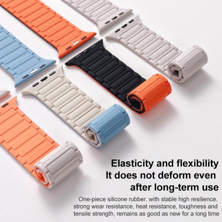Cinturino per orologio in silicone magnetico a tre perline xDfind, For Apple Watch 42 / 44 / 45 / 46 / 49mm, For Apple Watch 38 / 40 / 41 / S10 42mm