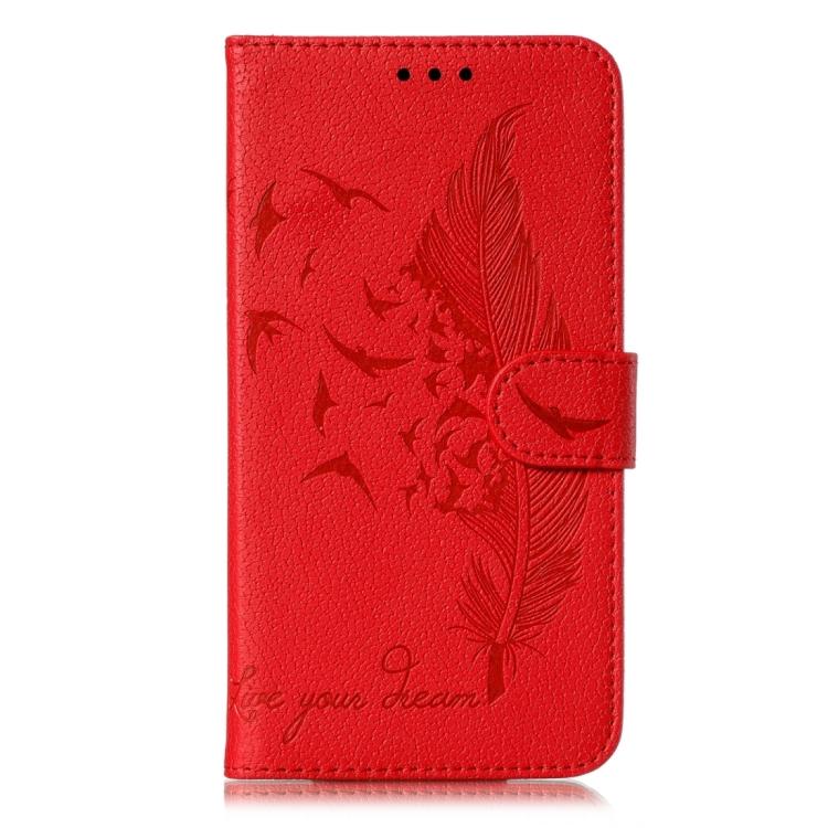 Custodia per telefono in pelle con motivo a piuma e texture litchi, For Samsung Galaxy XCover7 Pro