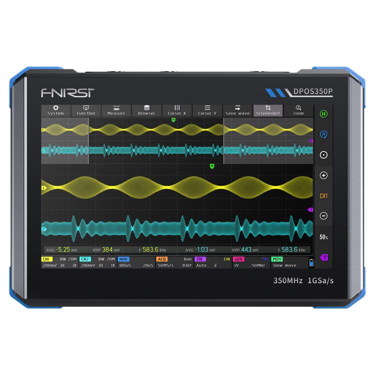 Oscilloscopio tablet FNIRSI DPOS350P 4 in 1 con schermo touch IPS HD da 7 pollici e frequenza di campionamento fino a 350 MHz., DPOS350P(US Plug), DPOS350P(EU Plug)