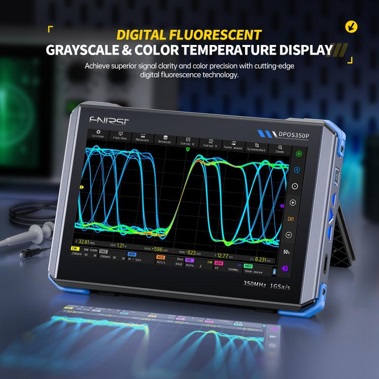 Oscilloscopio tablet FNIRSI DPOS350P 4 in 1 con schermo touch IPS HD da 7 pollici e frequenza di campionamento fino a 350 MHz., DPOS350P(US Plug), DPOS350P(EU Plug)